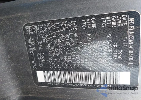 2011 Nissan Juke Sl from USA, damaged, VIN JN8AF5MR5BT016726